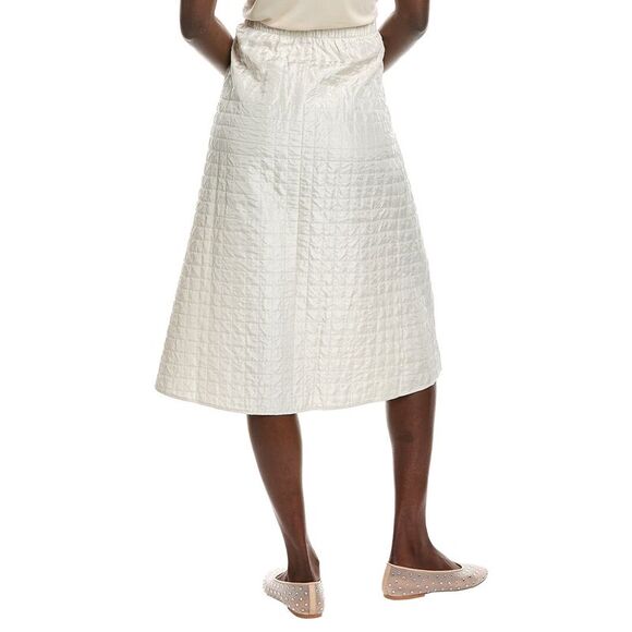 EILEEN FISHER Habutai Quilted Silk A-Line Skirt - Picture 2 of 3